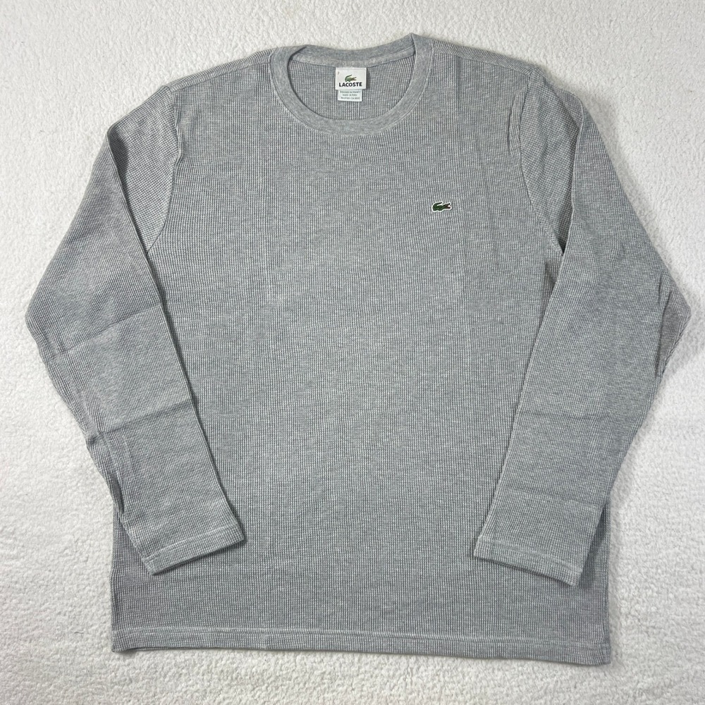 Lacoste Thermal Shirt Men's US Size 2XL (EU/XL) Grey Waffle Knit Long Sleeve VTG - Picture 1 of 10